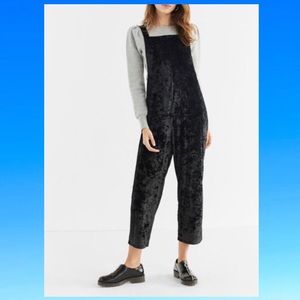Black velvet overalls